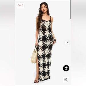Mono Patchwork Crochet Maxi Dress